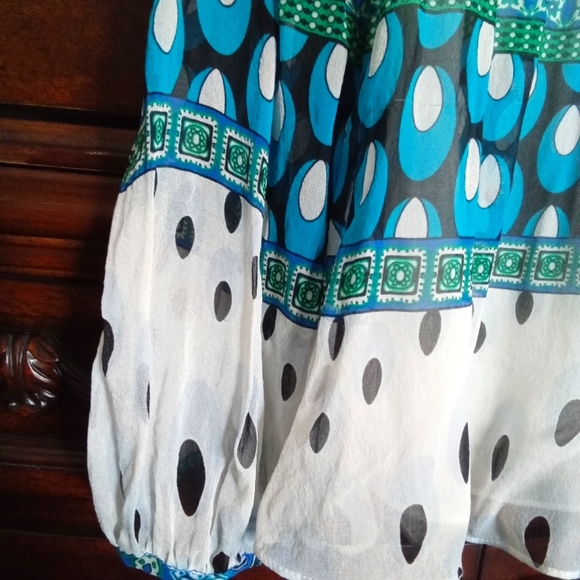 Diane Von Furstenberg 100% Silk Bohemian Style Blouse - Picture 6 of 14